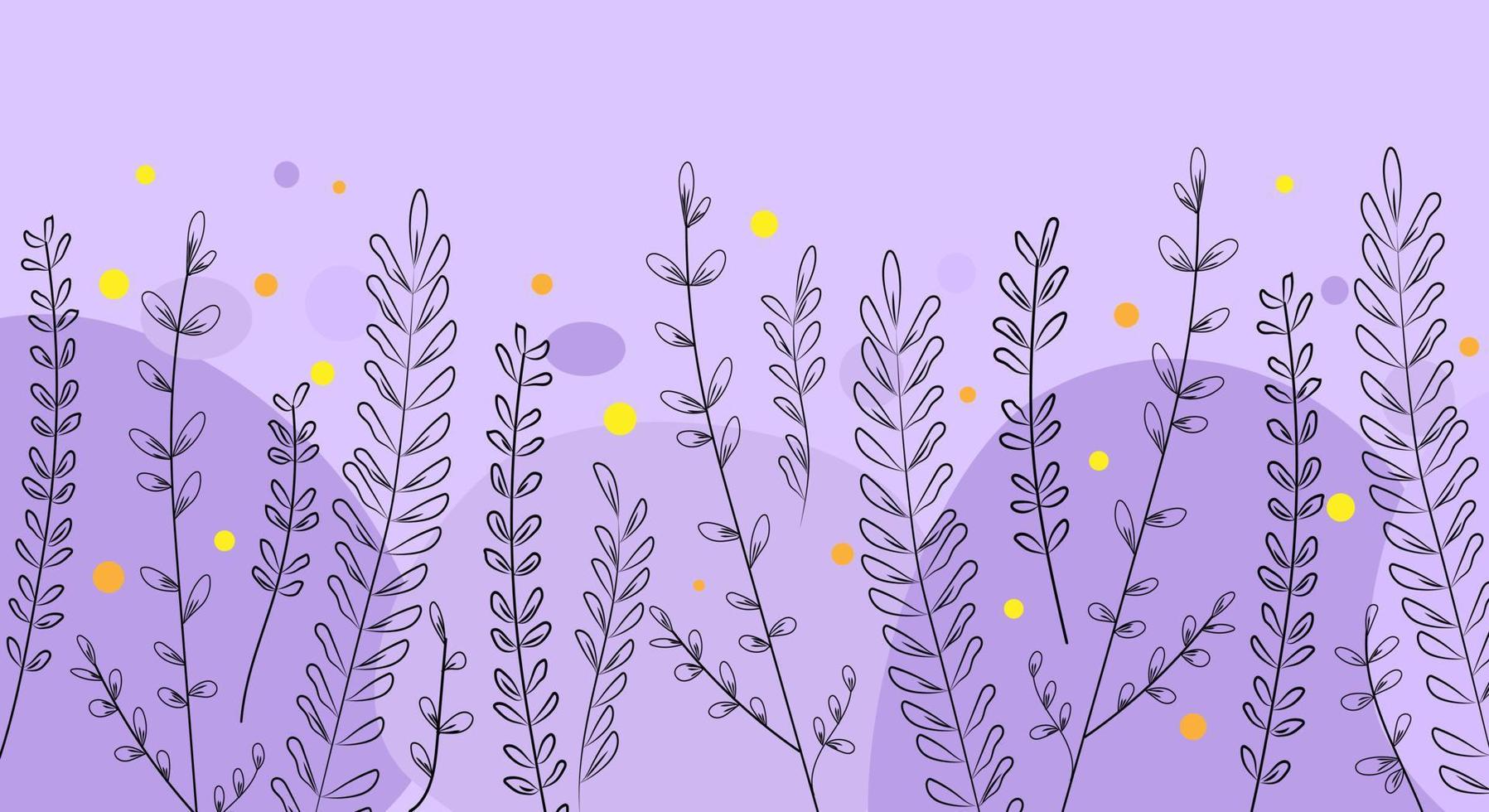 Horizont banner with twigs line art vector