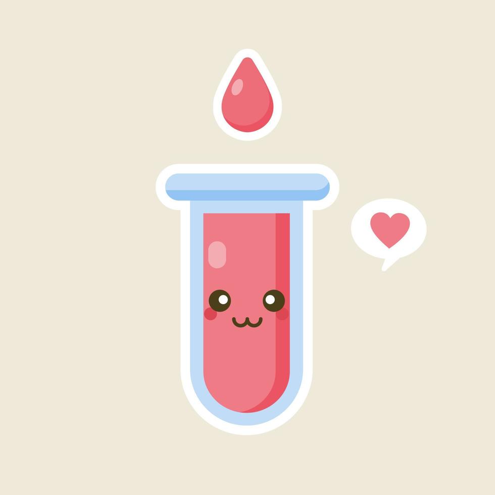 carácter de gota de sangre. icono de gota de sangre de estilo lindo. ilustración vectorial Ilustración de vector de donante de sangre kawaii