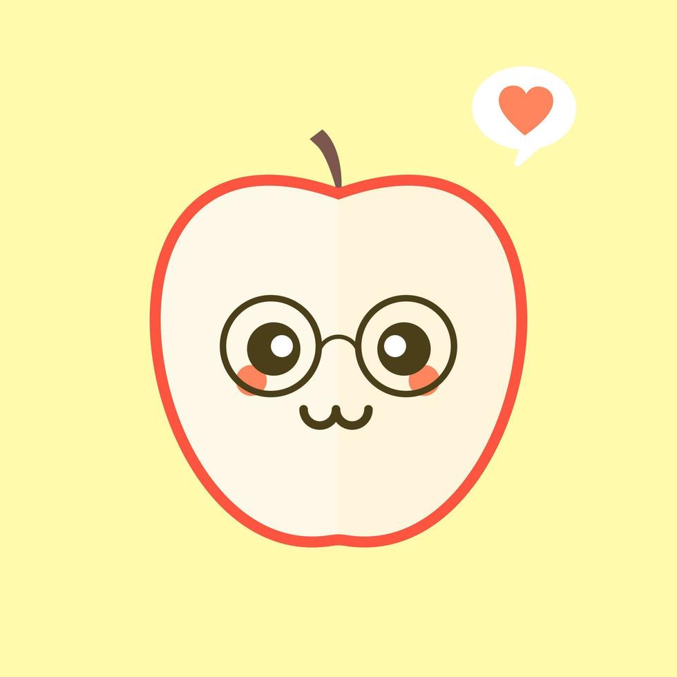 rebanada de ilustración de vector de diseño plano de manzana. manzana en rodajas