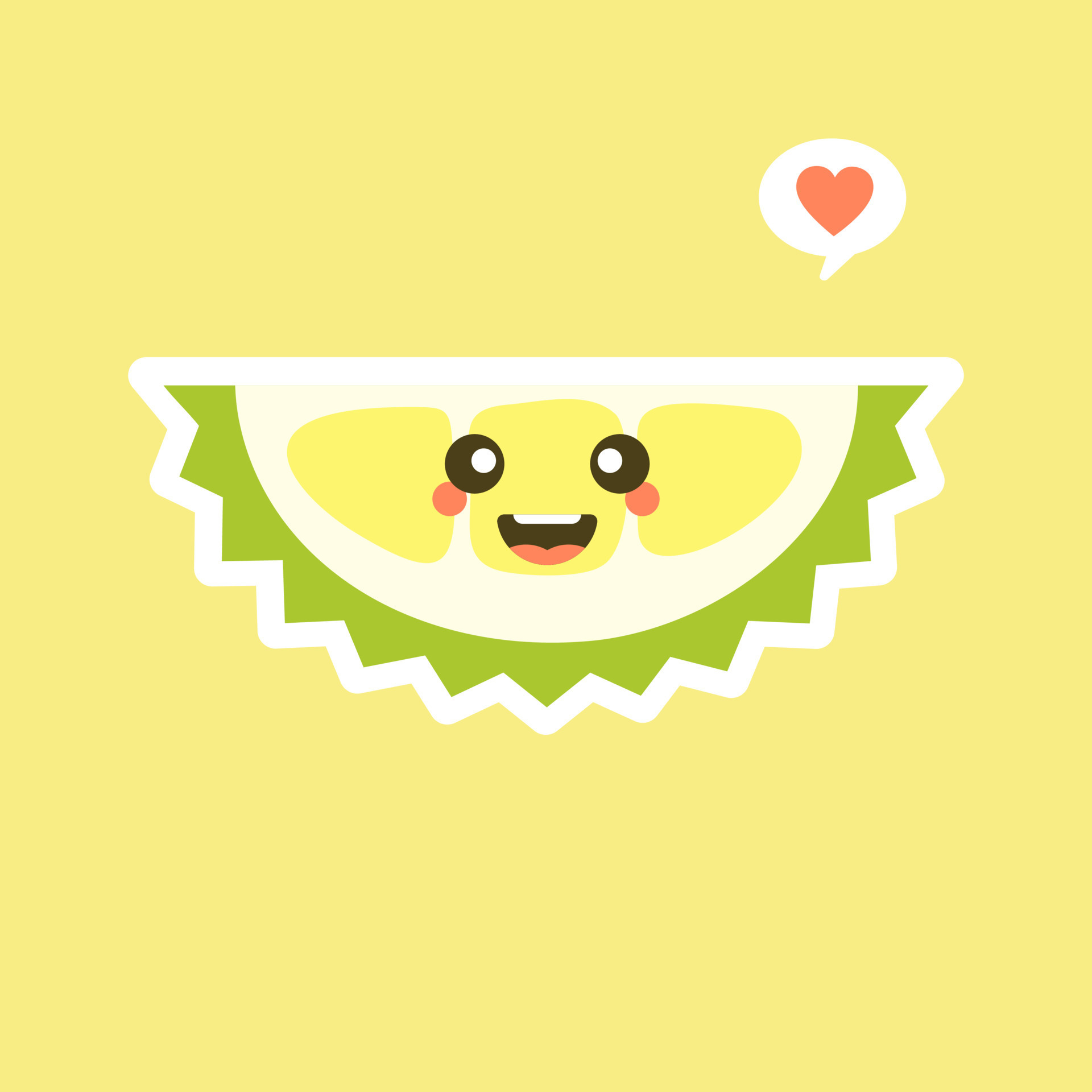 Funny and kawaii durian fruits. Cute Durian character with face ...