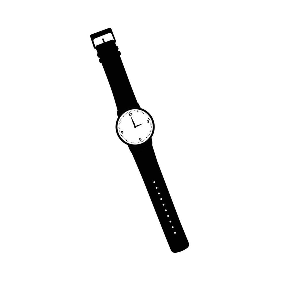 Wristwatch Silhouette. Black and White Icon Design Element on Isolated White Background vector
