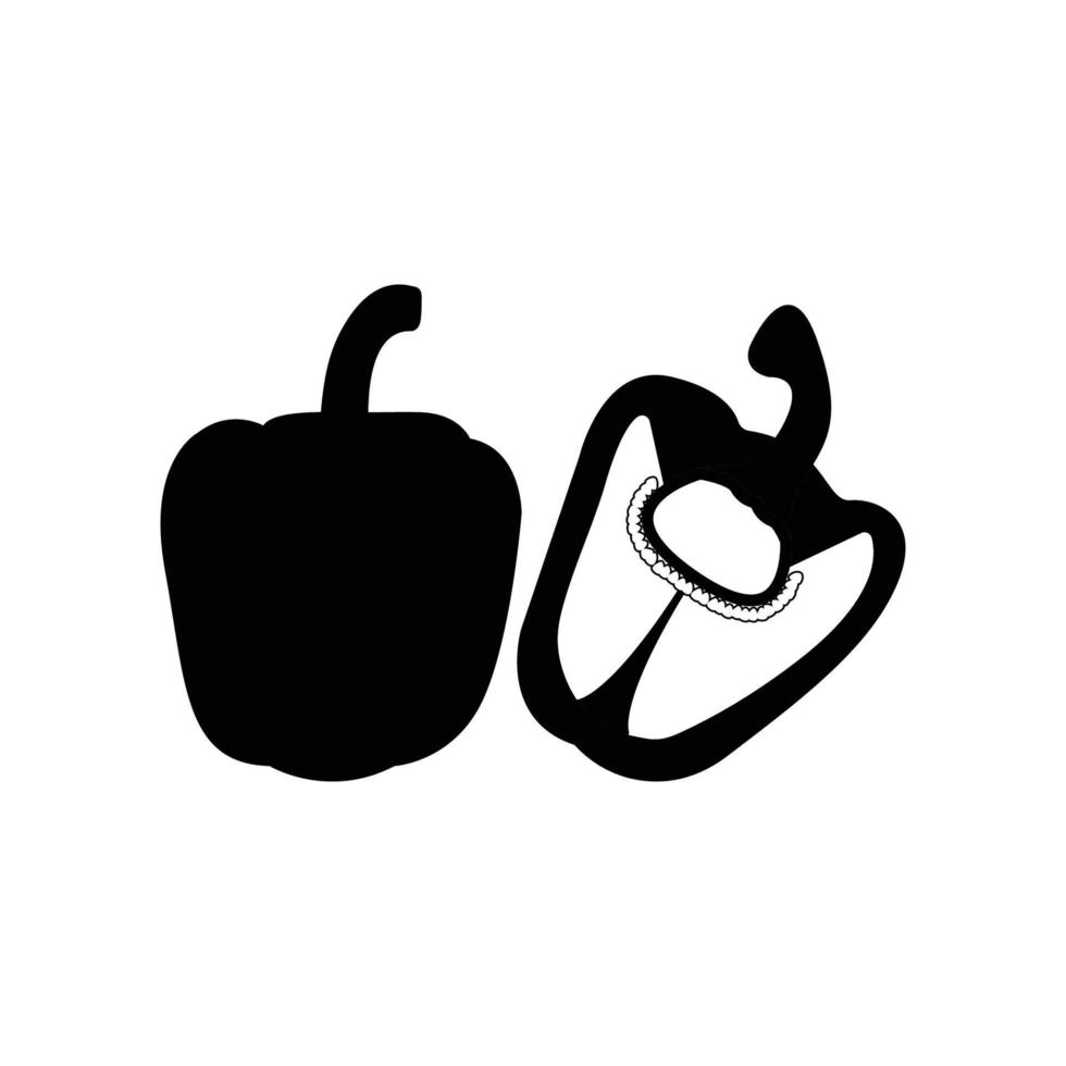 Bell Pepper Silhouette. Black and White Icon Design Element on Isolated White Background vector
