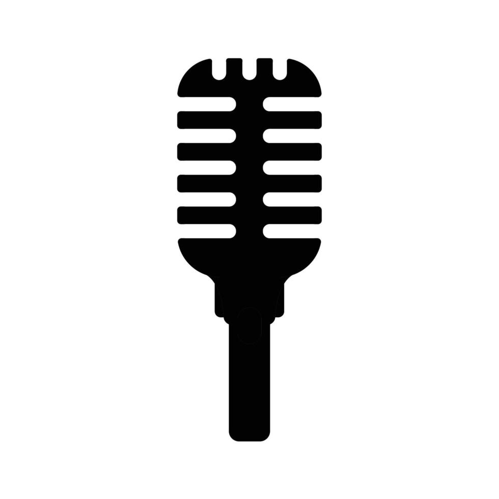 Retro Microphone Silhouette. Black and White Icon Design Element on Isolated White Background vector