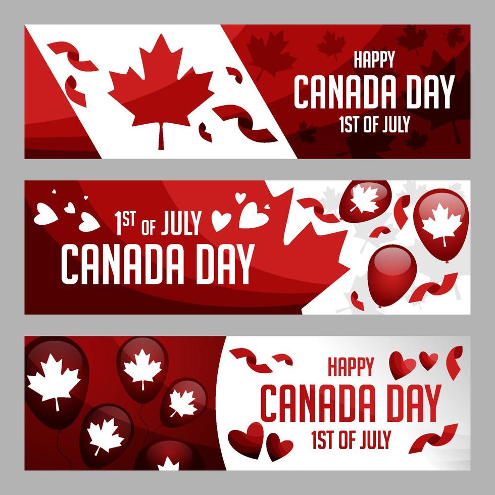 Happy Canada Day Banner Set vector