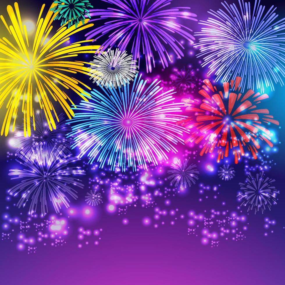 Colorful Firework on Night Sky Background vector