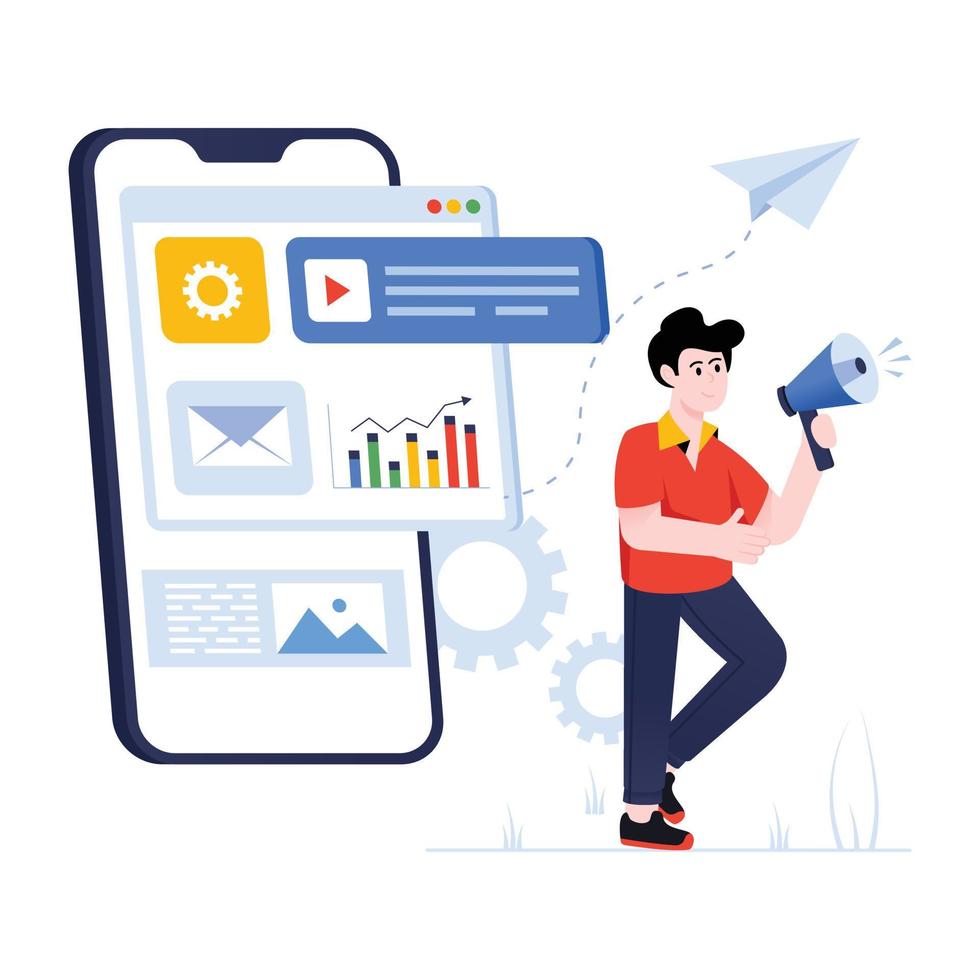 A well-designed illustration of digital marketing in flat style vector
