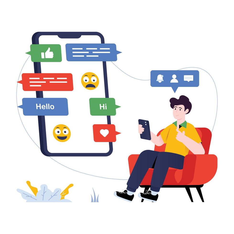 An impressive flat illustration of social media vector