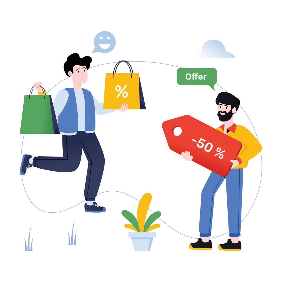 A customizable flat illustration of shopping discount vector