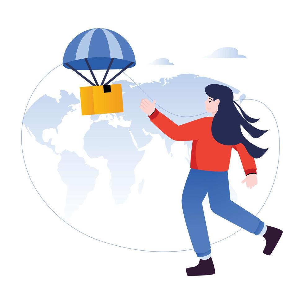 Air parcel illustration in flat style vector