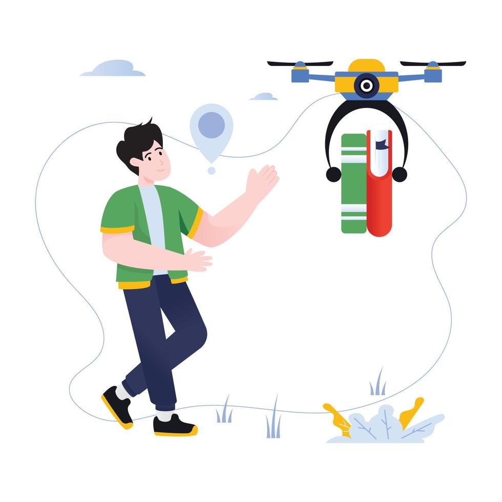 Carefully crafted flat illustration of educational drone vector