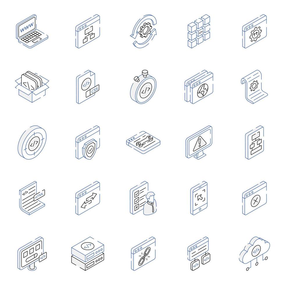 Web Development Isometric Icons Pack vector