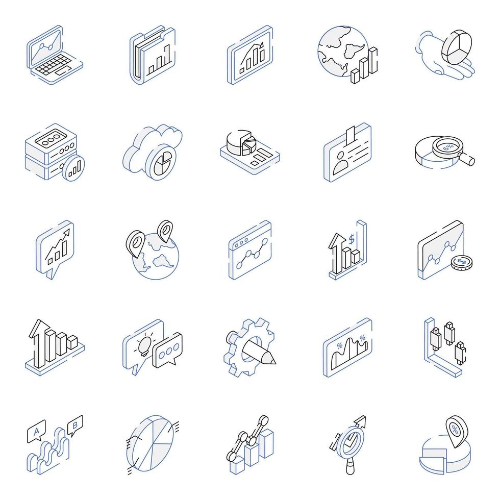 Isometric Icons of Business and Finance vector