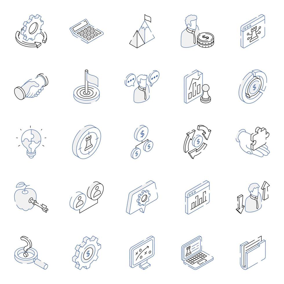 Isometric Icons of Business and Management vector