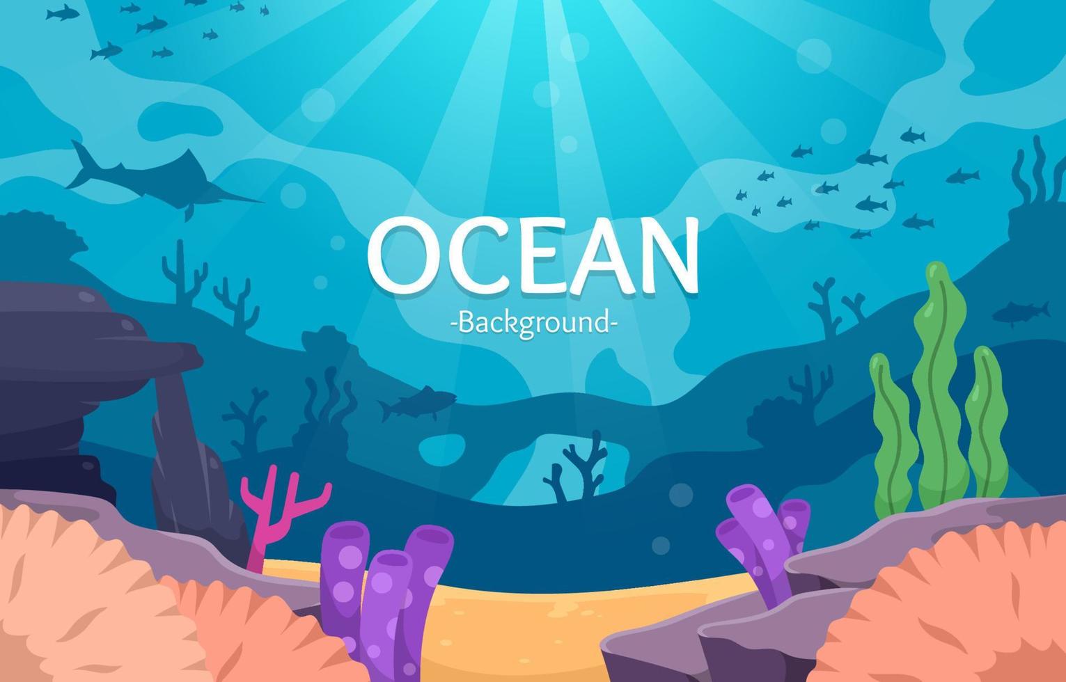 Hand drawn deep ocean and corals vector