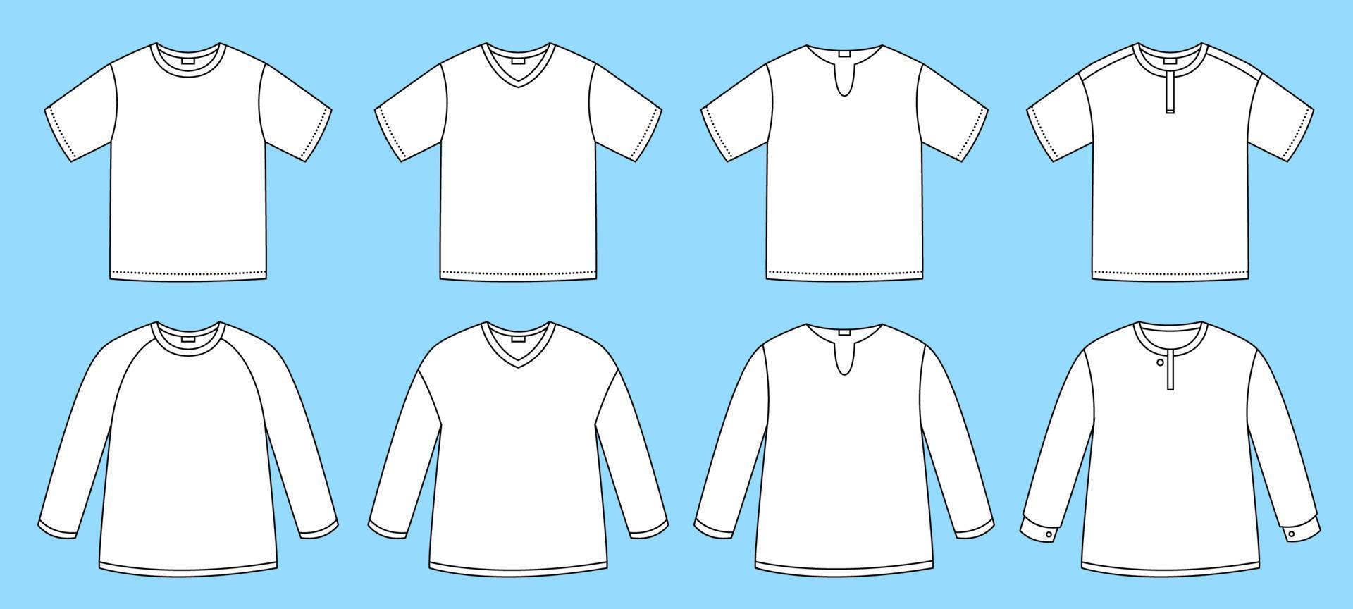 diseño de plantilla de camiseta de contorno plano vector