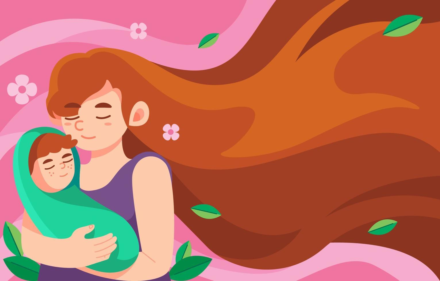 Mom hug baby in Bornday Concept Art vector