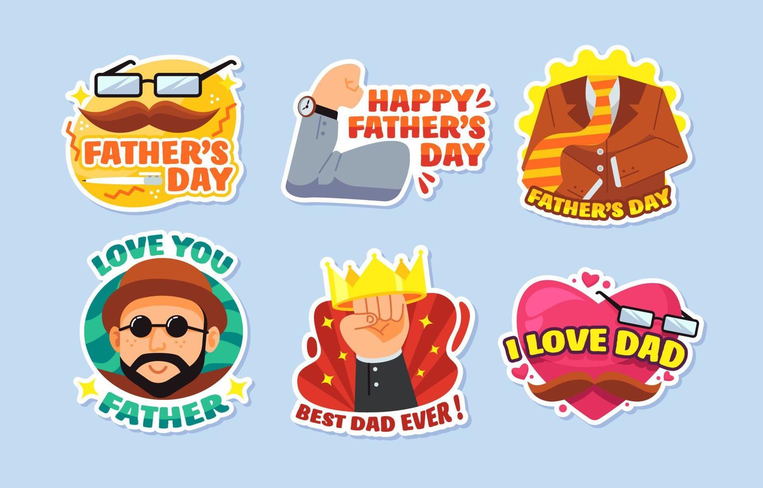 Set of Hand drawn Father's Day Stickers vector