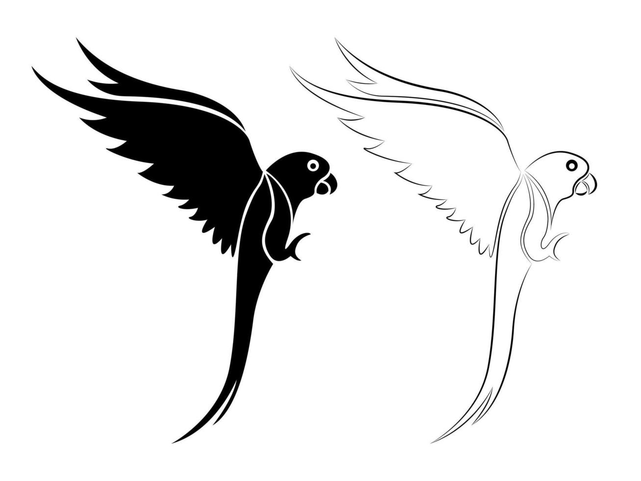 parrot icon, silhouette flying bird vector
