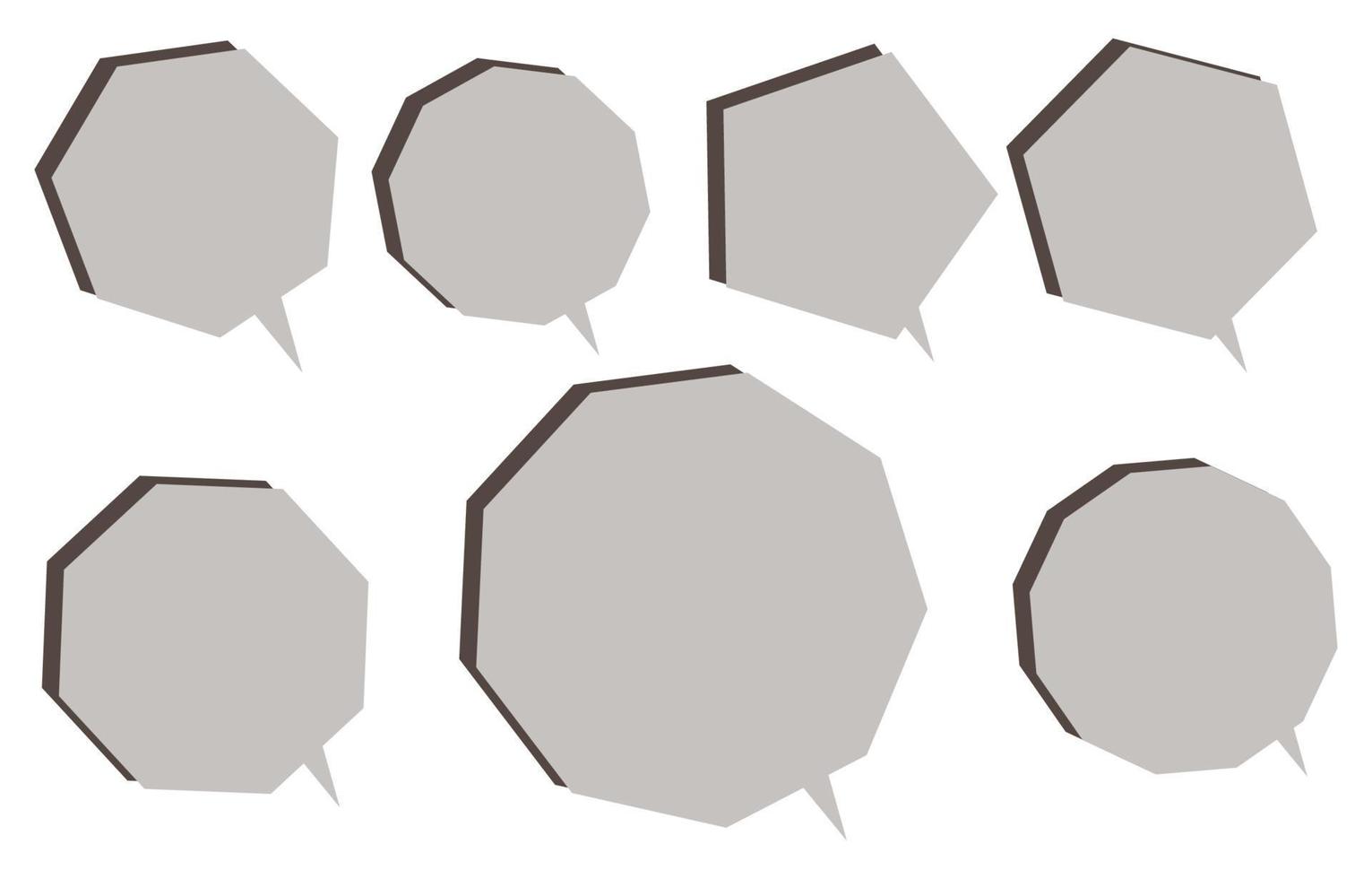 establecer burbujas de voz de geometría en un fondo blanco, vector de habla o burbuja de conversación, texto de icono o comunicación, marco de doddle cómico