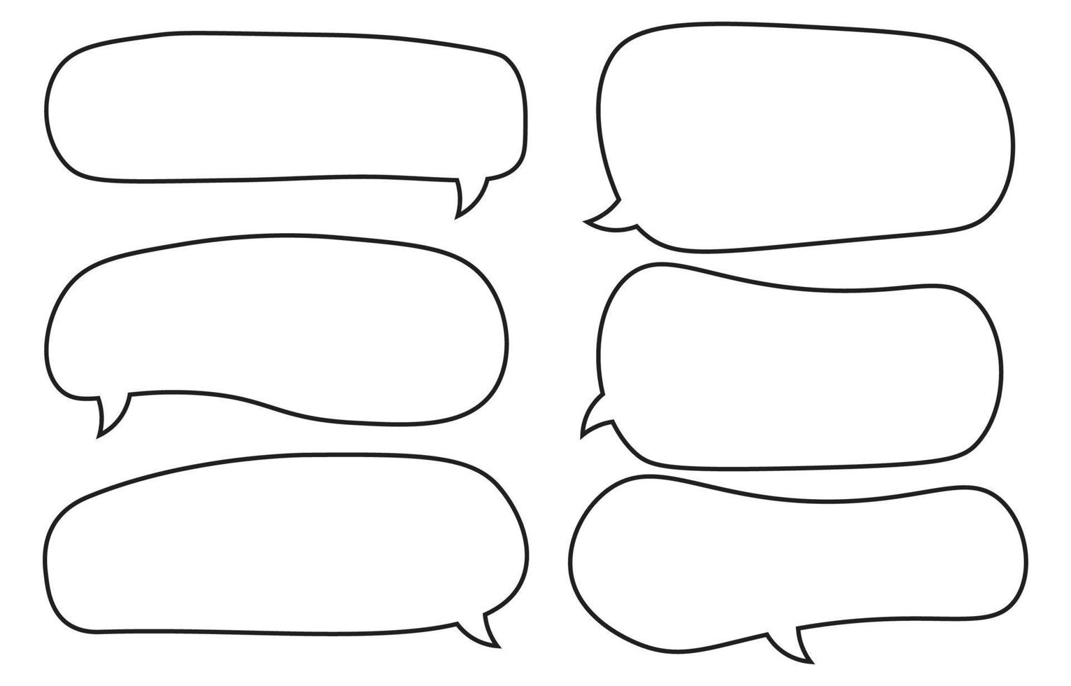 Set outline speech bubbles on white background. chat box or chat vector doodle square message or communication icon Cloud speaking for comics and comics message dialog