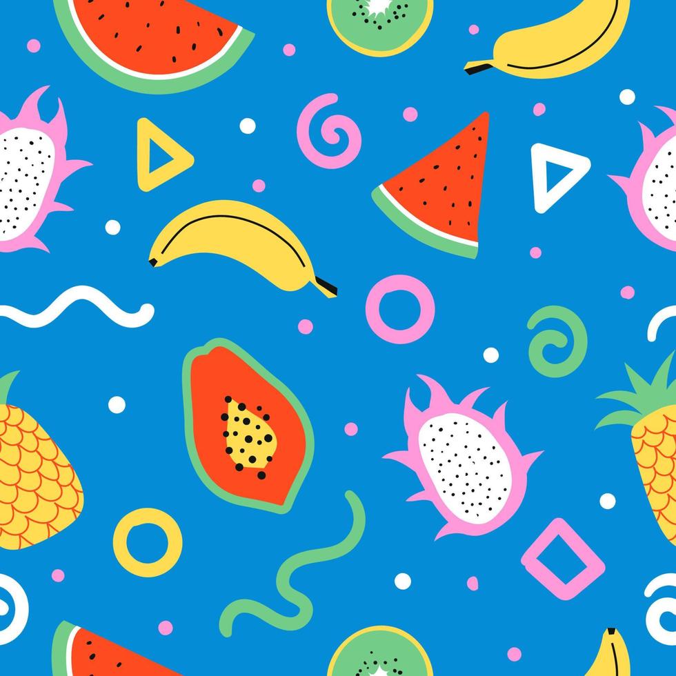 Tropical Fruit Hand drawn Seamless Pattern vector