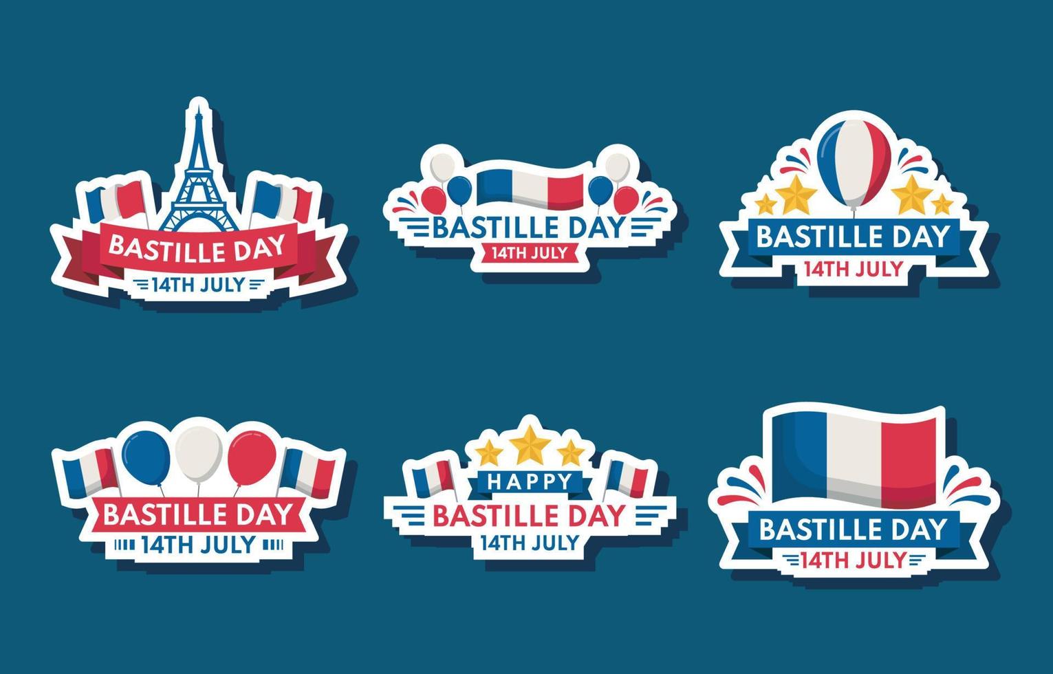 Bastille Day Festivity Sticker Collection vector