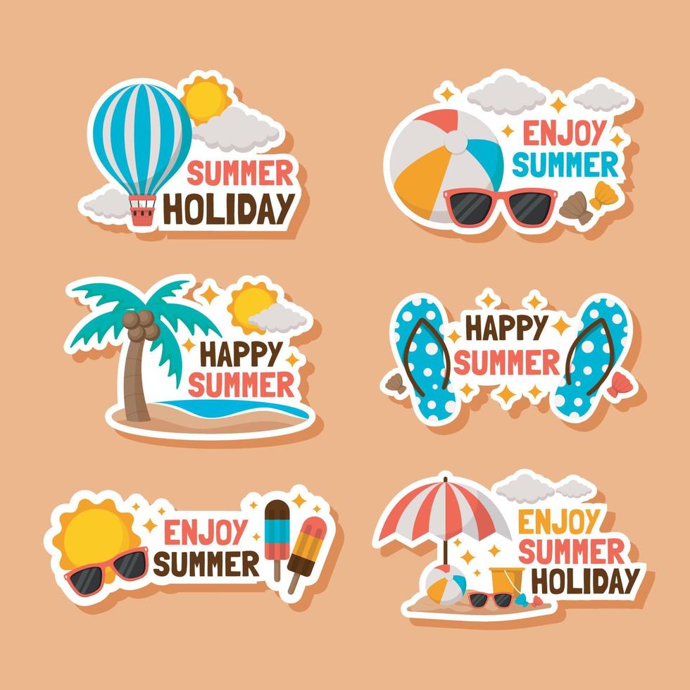 Summer Journaling Sticker Template vector