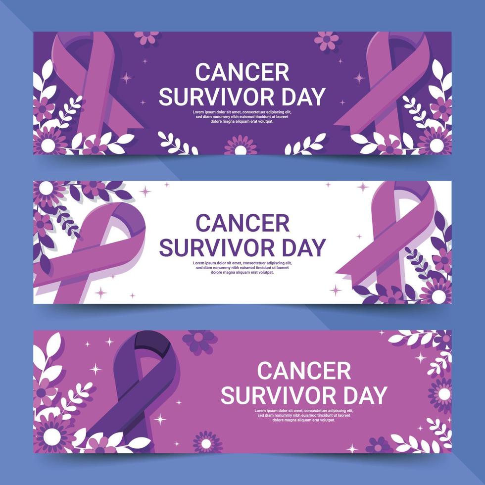 conjunto de banner de festividad del día del sobreviviente de cáncer vector