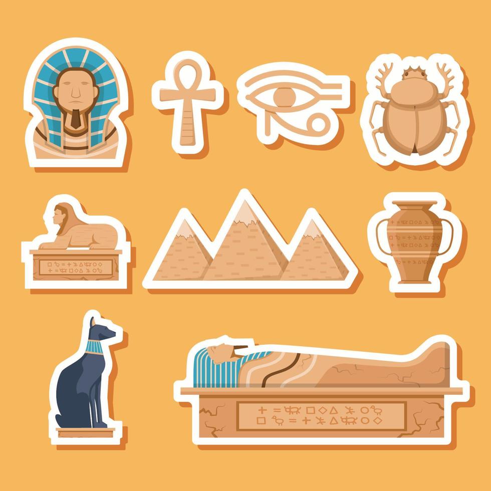 Egyptian Mummy Sticker Collection vector