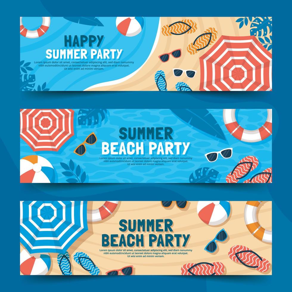 colección de banners de fiesta de verano vector