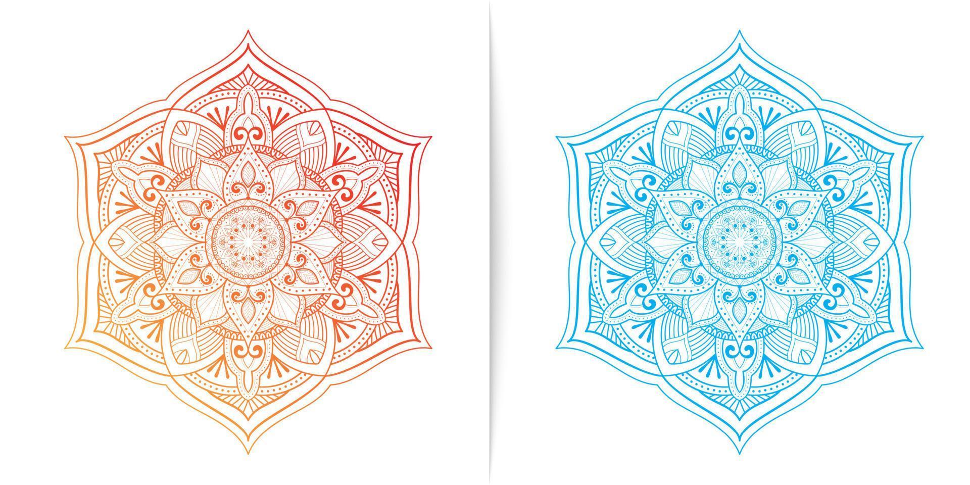 motivo de mandala de patrón circular simple, se puede personalizar para la decoración de motivos ornamentales, henna, tatuajes y portadas de libros para colorear vector