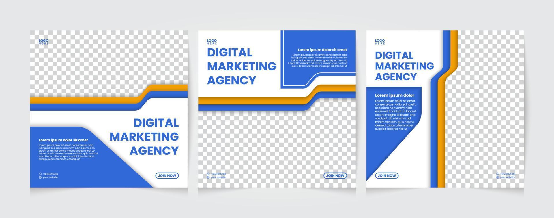 digital business marketing posters for social media post templates vector