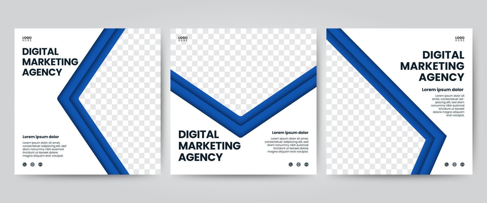 Digital marketing agency banner for square social media post template vector