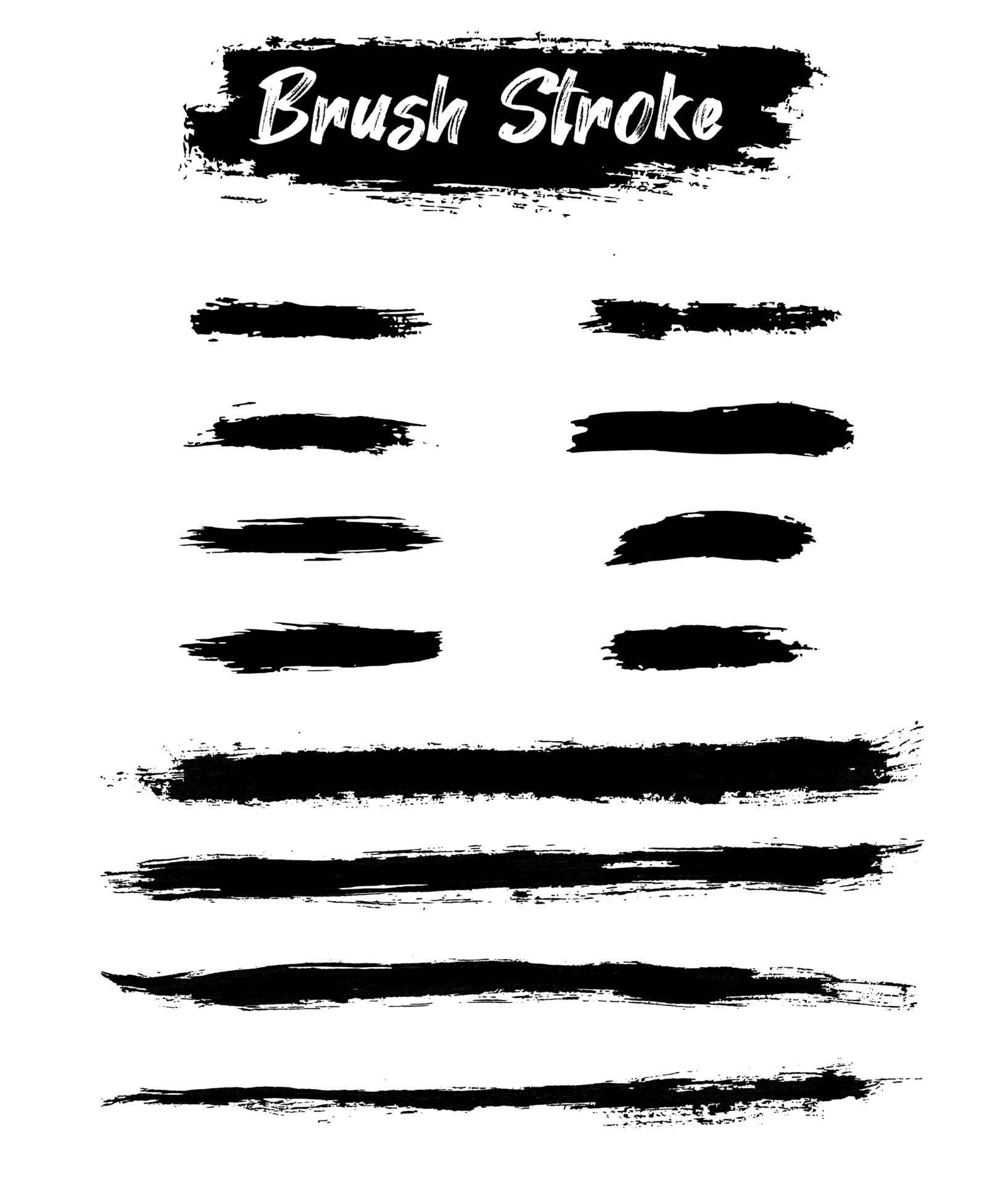Brush the bundle stroke line. Vector brush set. Text box frames and grunge patches.Splatters
