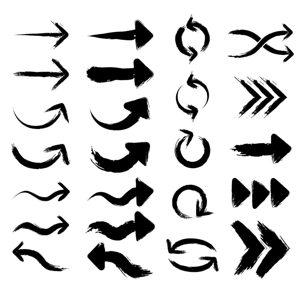 arrow collection in brush stroke style vector