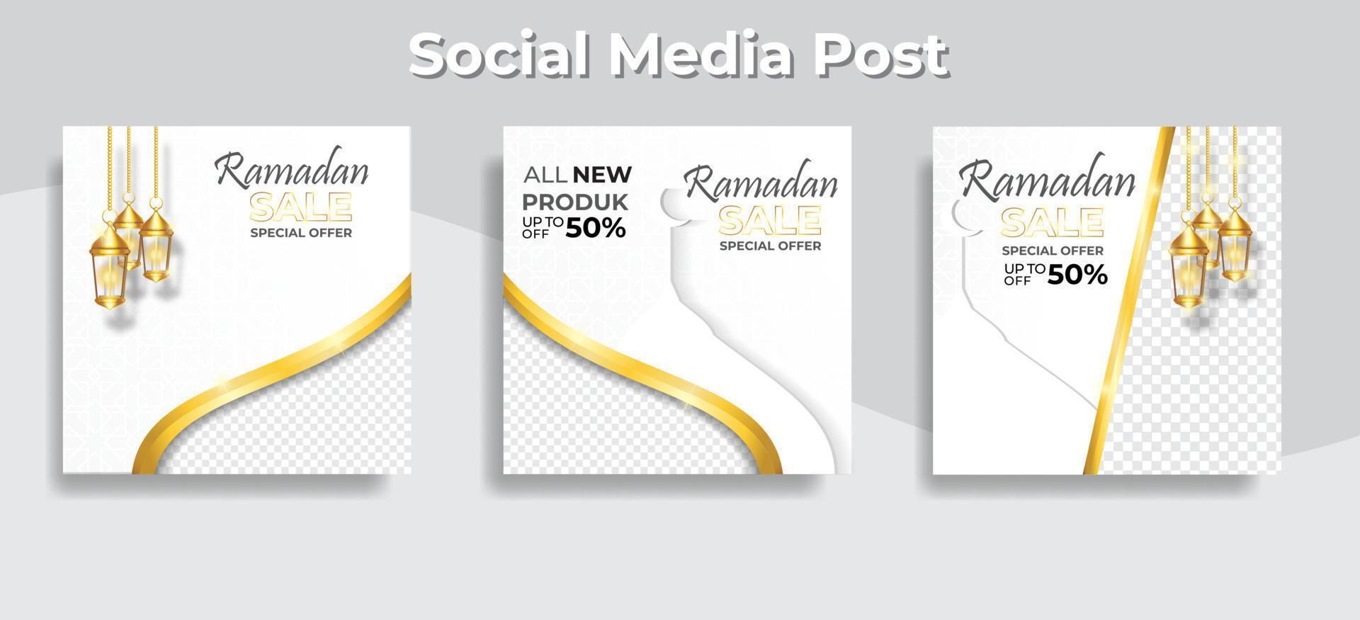 Social Media Post template ramadan sale vector editable