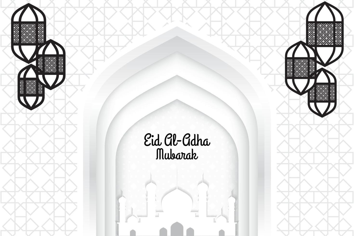 Islamic background with ornaments and white mosques, suitable for greeting cards vector