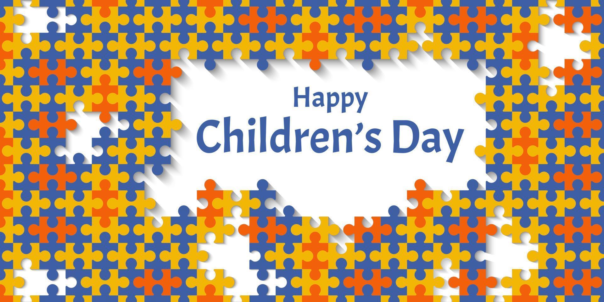 Abstract background of colorful puzzle shapes for happy children's day vector