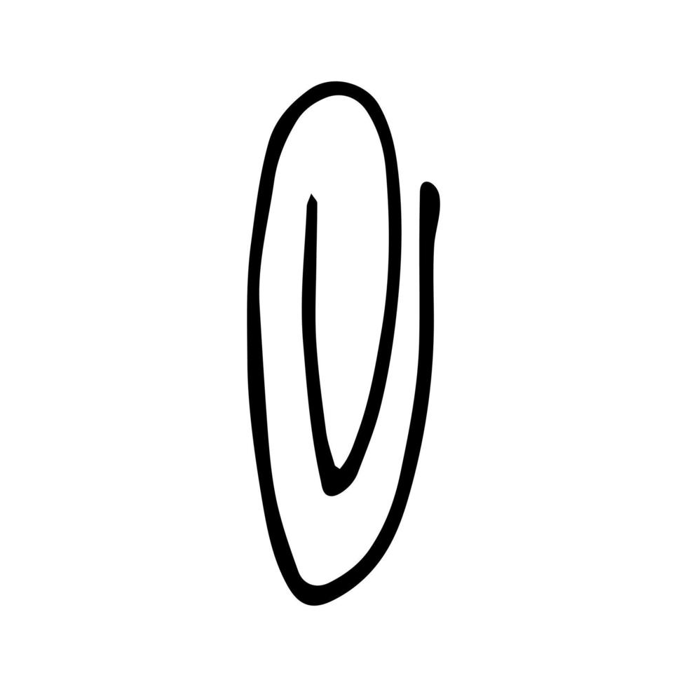 clip de papel. ilustración dibujada a mano en estilo de arte de línea de garabato. monocromo, escandinavo, minimalismo. icono, pegatina vector