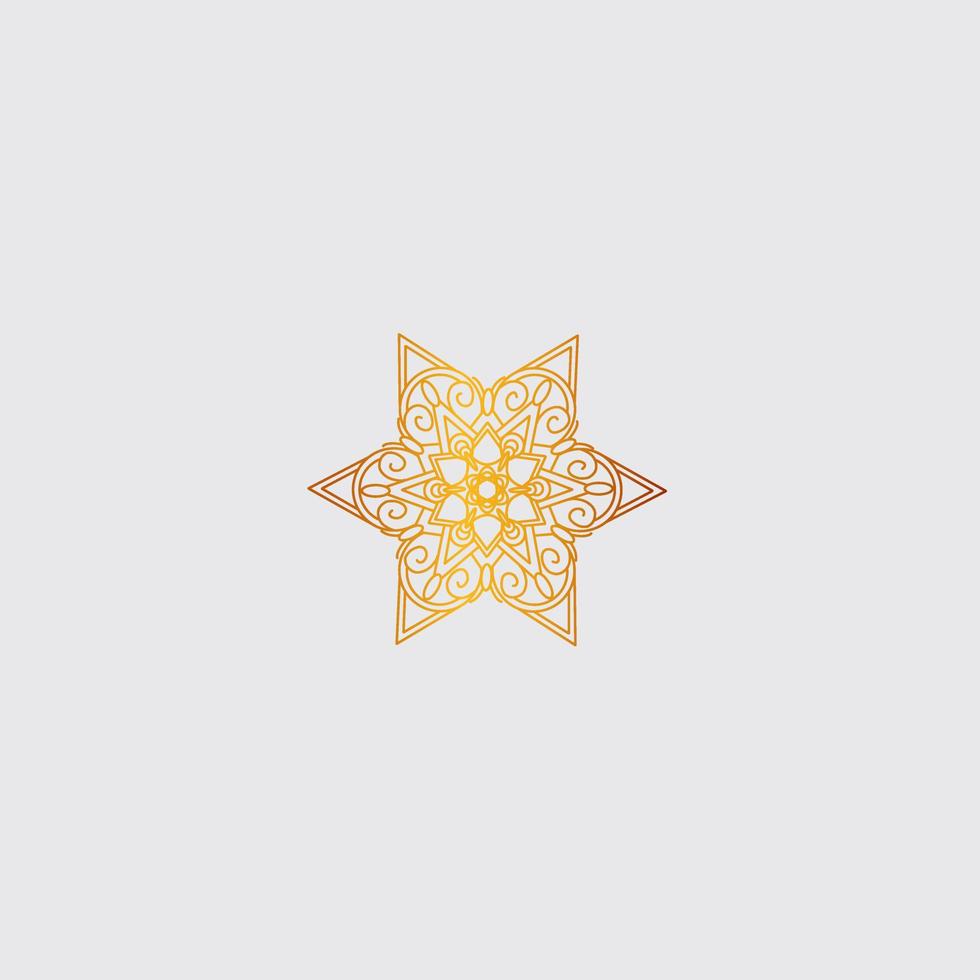 fondo de diseño de mandala dorado de lujo con incrustaciones en fondo blanco vector
