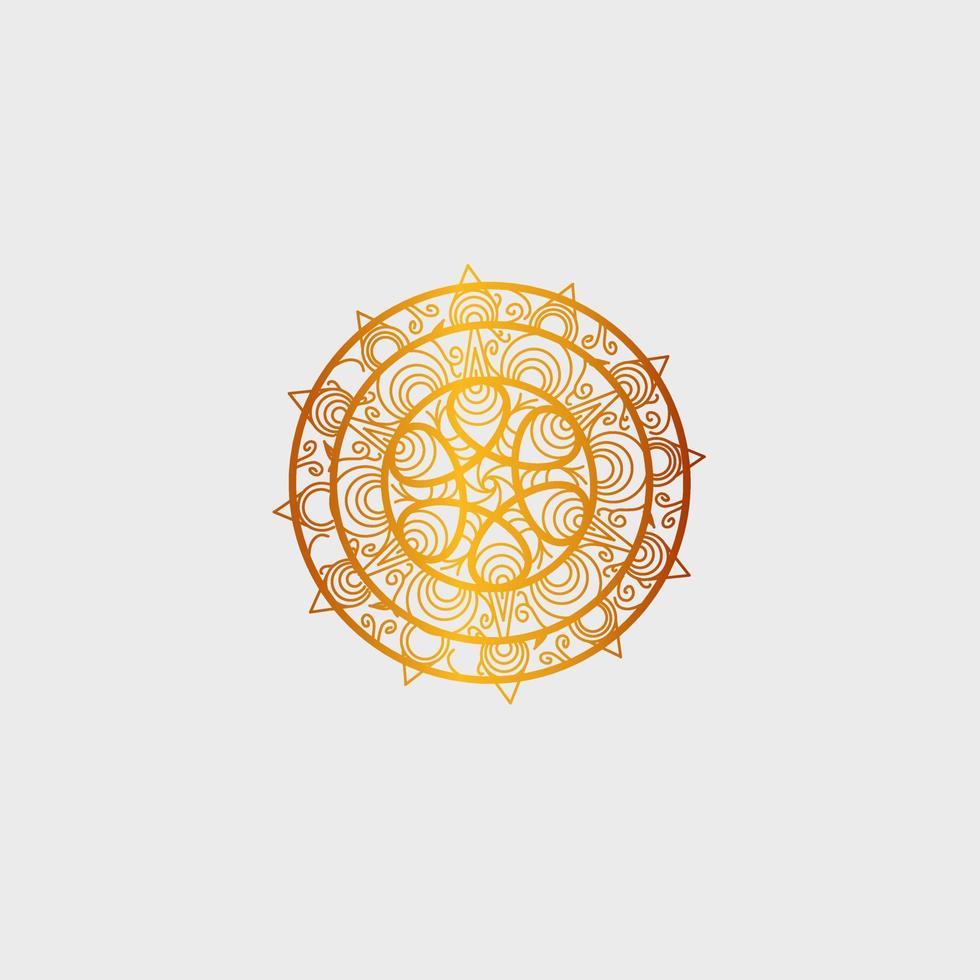 luxury golden mandala design background inlaid in white background vector