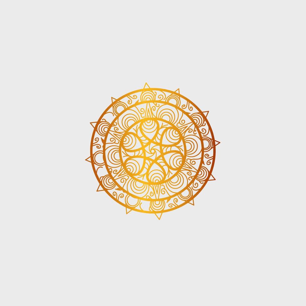 fondo de diseño de mandala dorado de lujo con incrustaciones en fondo blanco vector