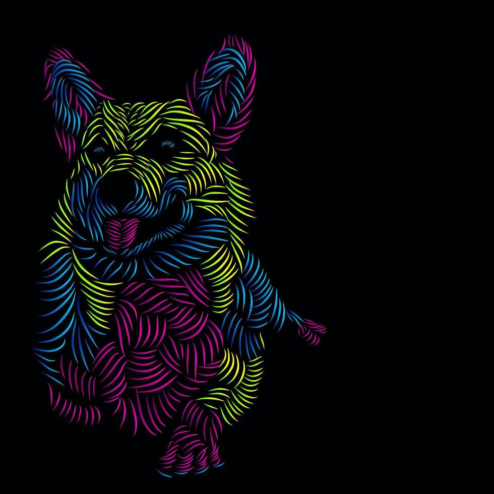 dog siberian husky pet line pop art potrait colorful logo design with dark background vector