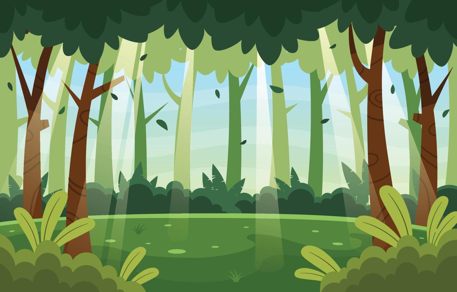 fondo de dibujos animados de paisaje de bosque de verano vector