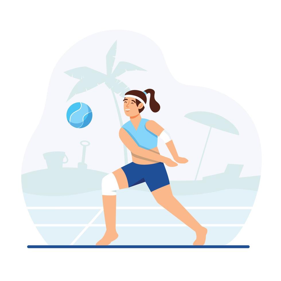 Beach Volley Player Sport Activity Concept vector