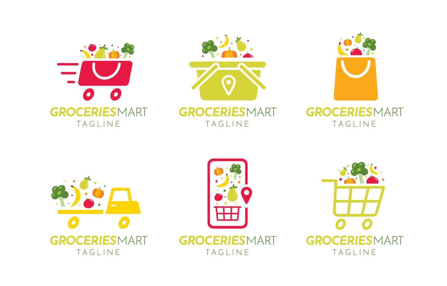 Groceries Cartoon Logo Concept vector