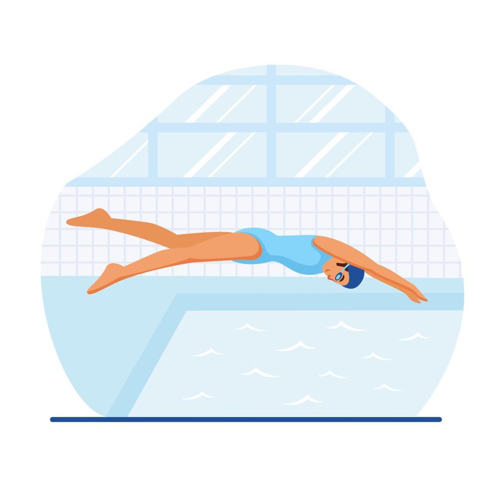 Swimmer Athlete Cartoon Character Concept vector