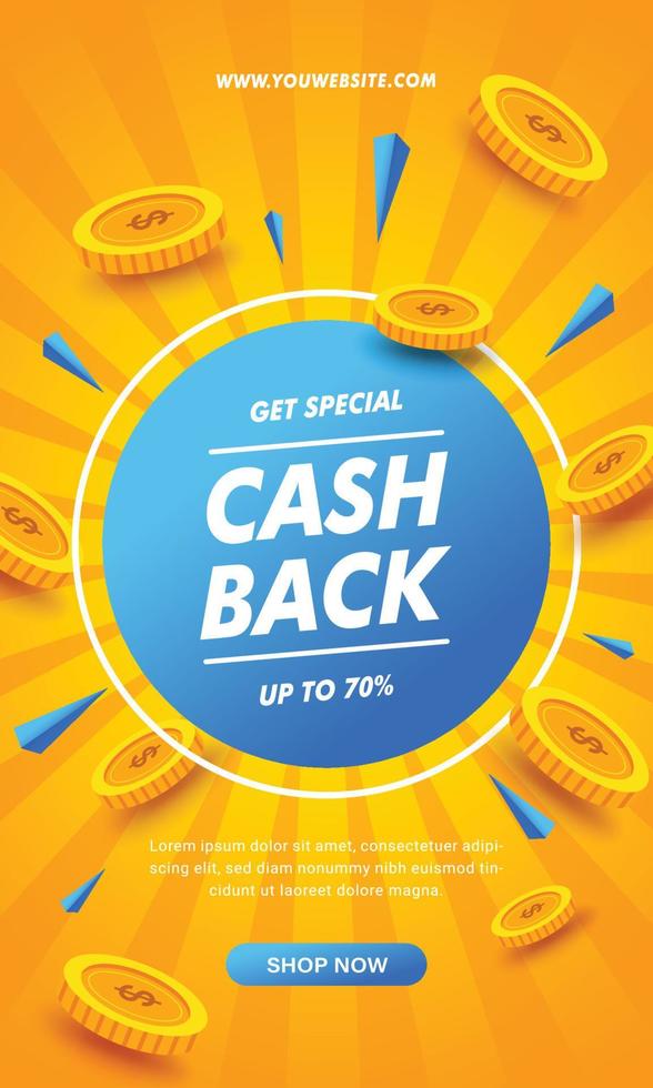 Special Cash Back Online Shop Poster Concept vector