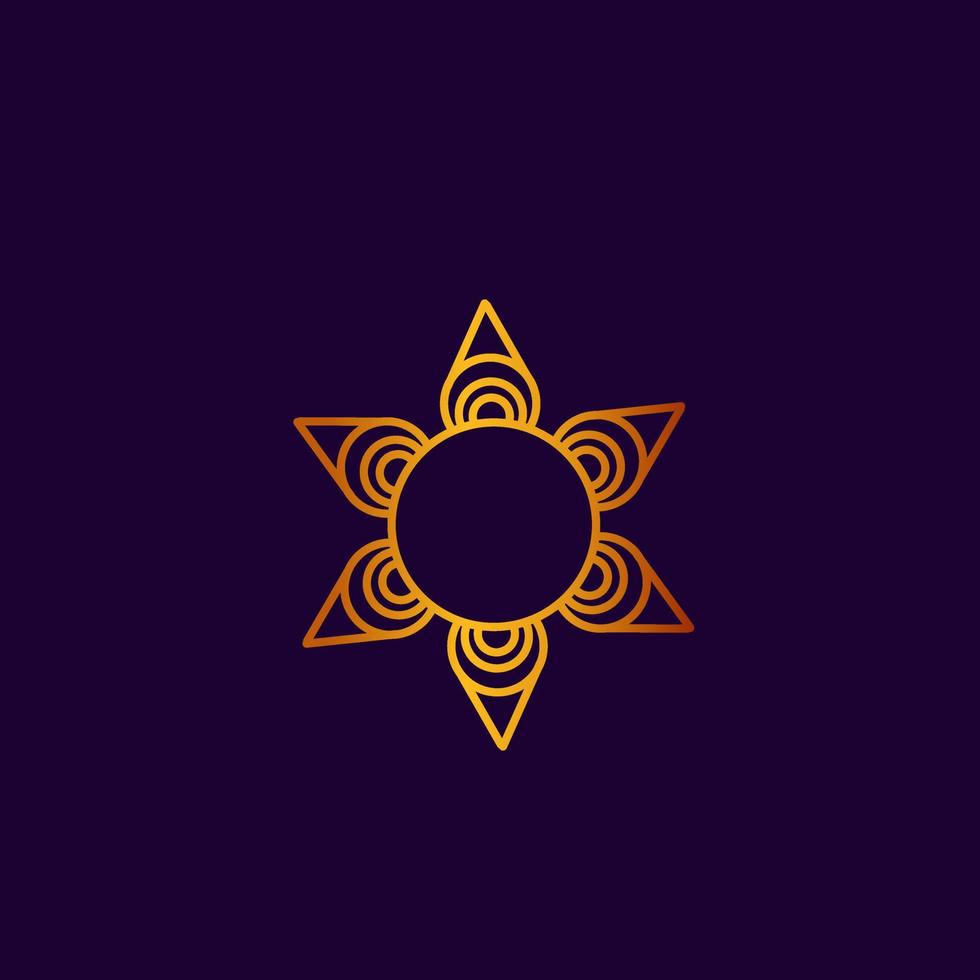 luxury line art mandala golden design background inlaid in purple background vector