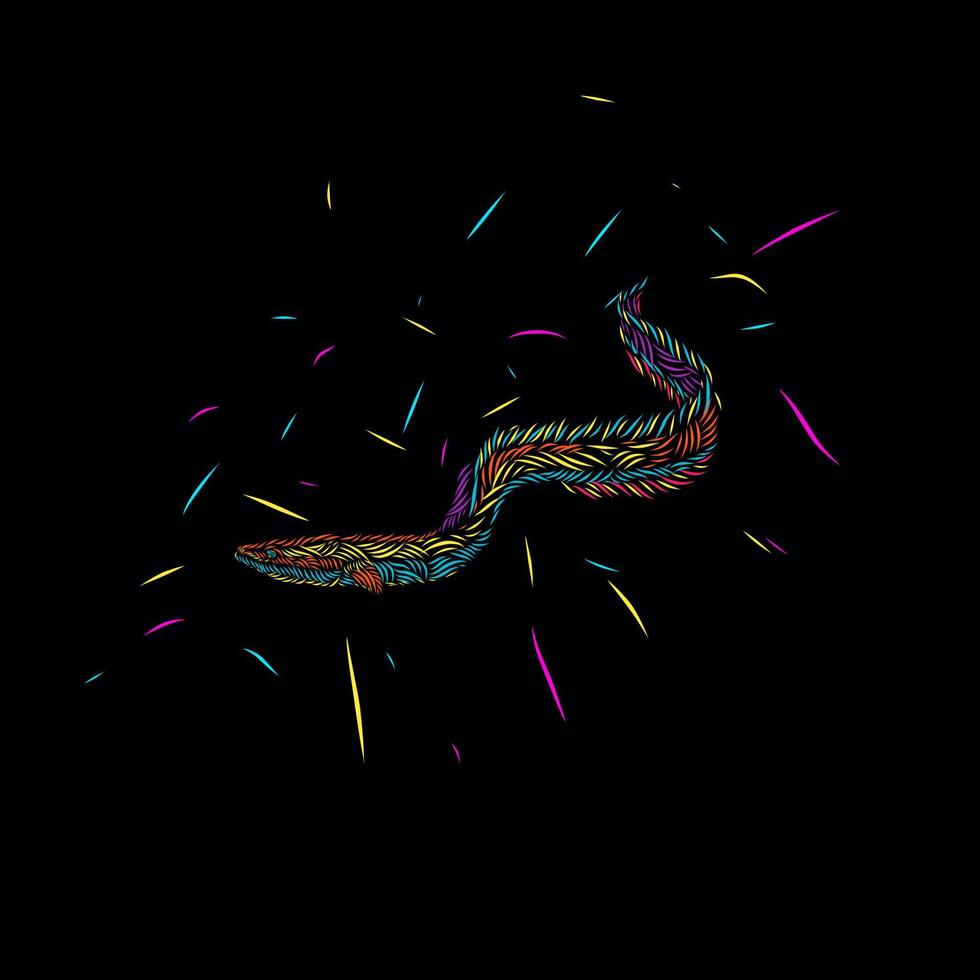 eel line pop art potrait logo colorful design with dark background vector